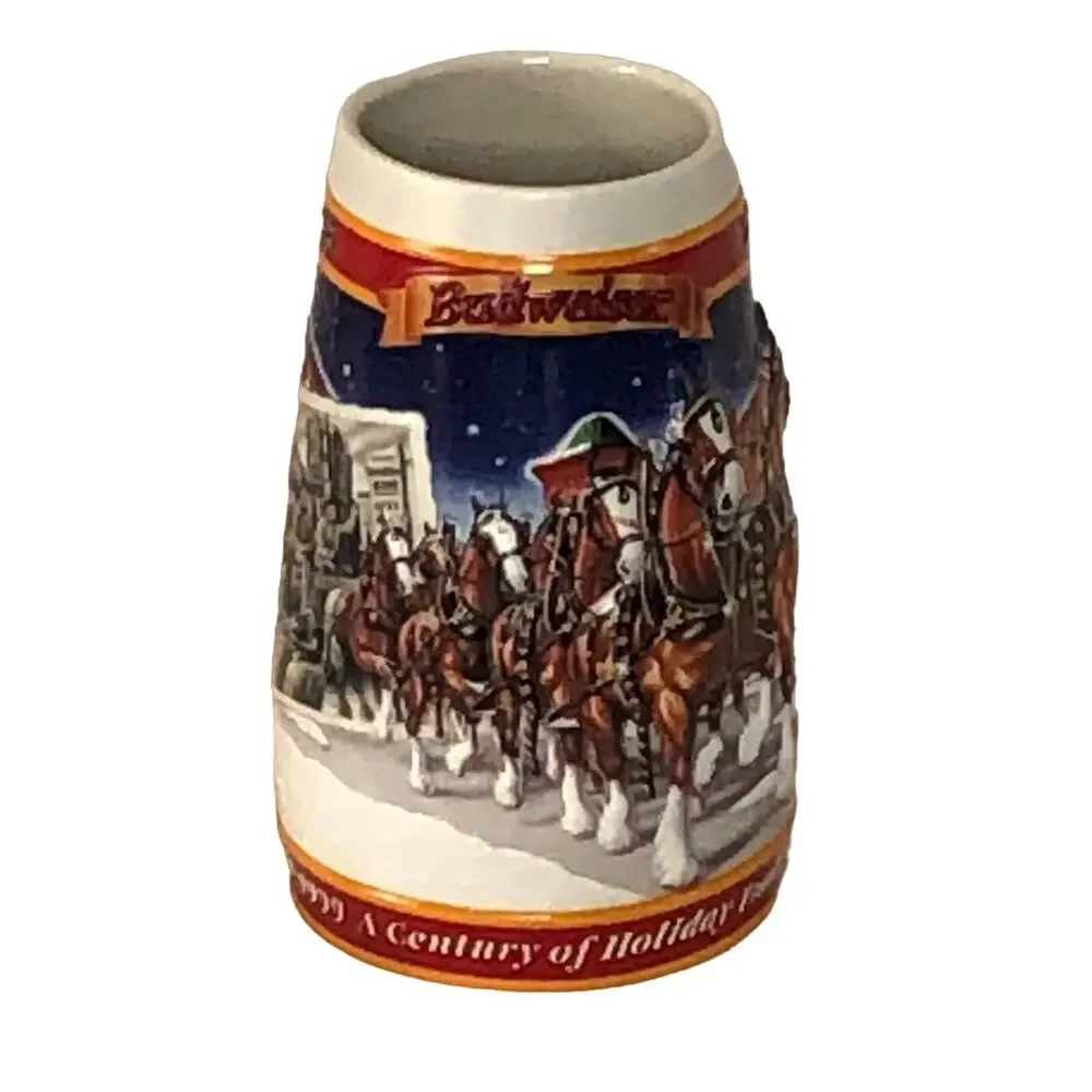 Budweiser 99 Holiday Beer Stein Clydesdale Ceramarte Ceramic Collectible Barware